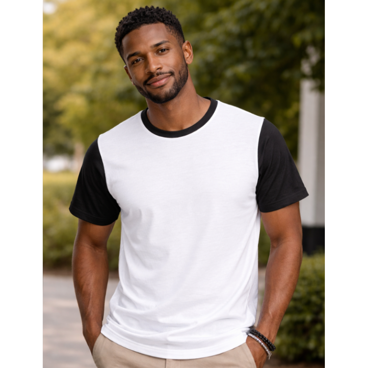 Mens White Sublimation Panel Tee
